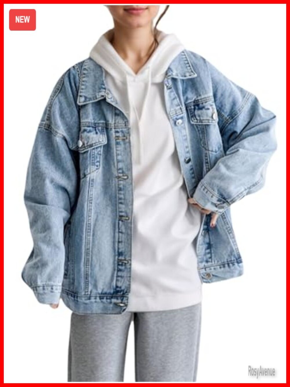 Oversized Denim Jacket Women Boyfriend Jean Jacket Trucker Coat